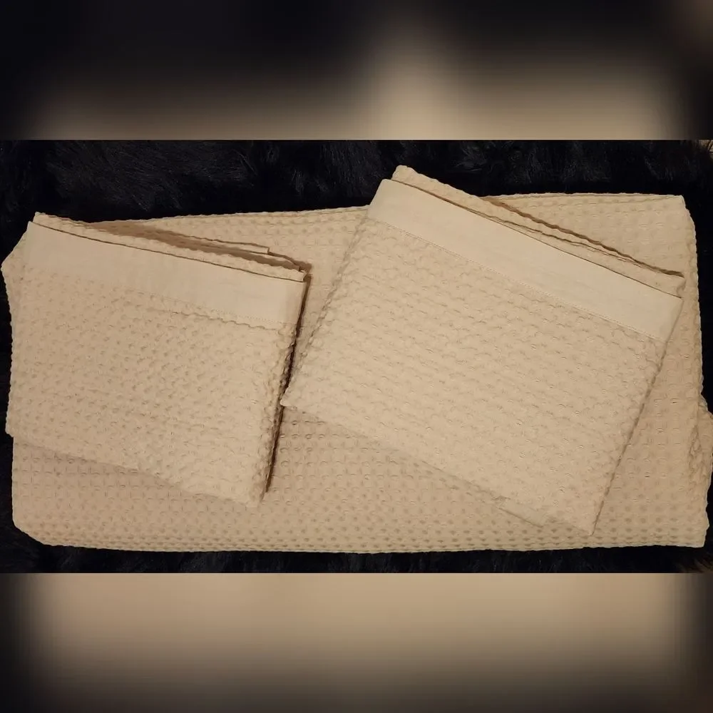 100% Cotton Duvet Set Waffle Weave Khaki King